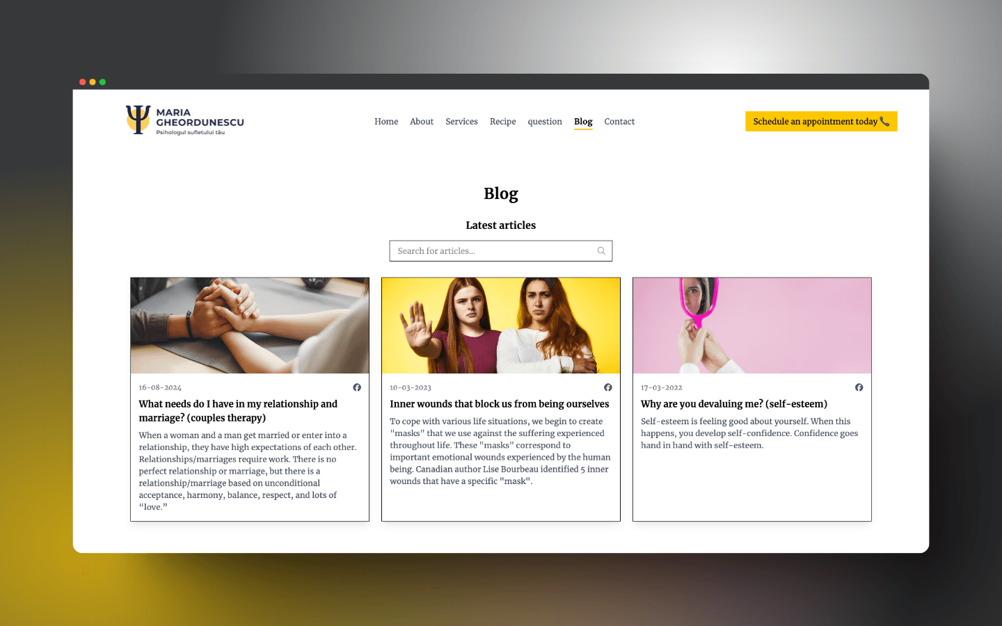Maria Gherodunescu – Psychologist & Psychotherapist Website screenshot 2